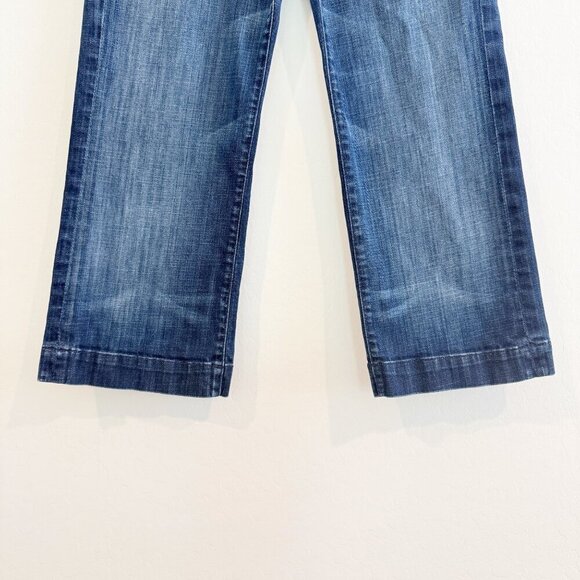7 For All Mankind Denim Cropped Dojo Jeans Blue 7FAM Dark Wash Casual Capris 27 - Picture 3 of 8